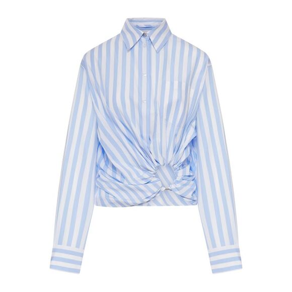 Sportmax Women Palmizi Cropped Cotton Shirt With Front Knot
